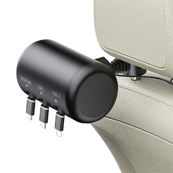 Station de recharge de voiture multi-rétractable Appui-tête 3 en 1
