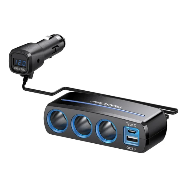 Charge rapide 3.0 Type C adaptateur de voiture 3 ports