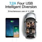7.2 chargeur de voiture tasse en forme de quatre prises USB 2 prises 12-24V DC - Image 5